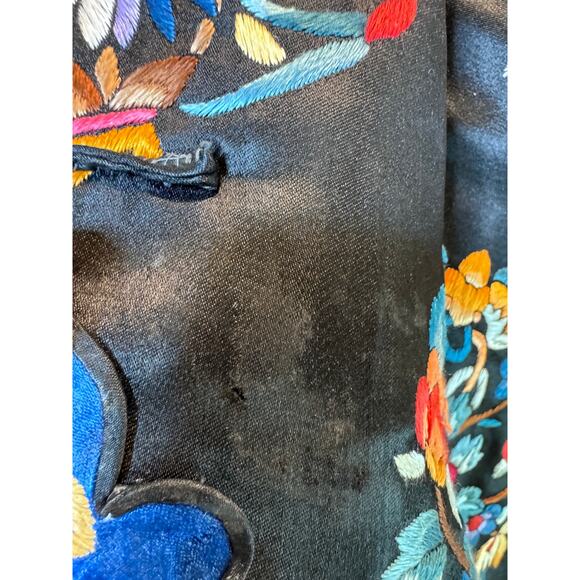 Antique 1890s-1930s Hand-Embroidered Chinese Silk Jacket Qing Dynasty 22x28 - Picture 10 of 10